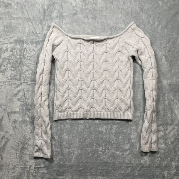 Aeropostale Sweaters - Aeropostale Off Shoulder Cable Knit Sweater Light Gray Size Medium